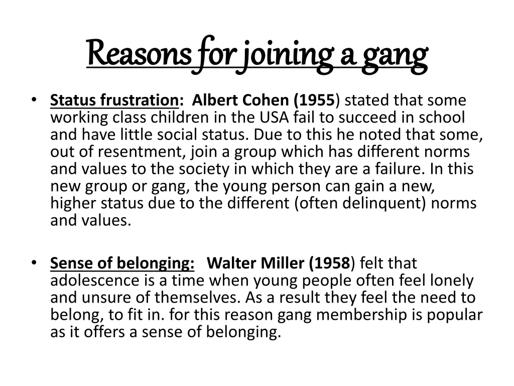 reasons for joining a gang reasons for joining 1