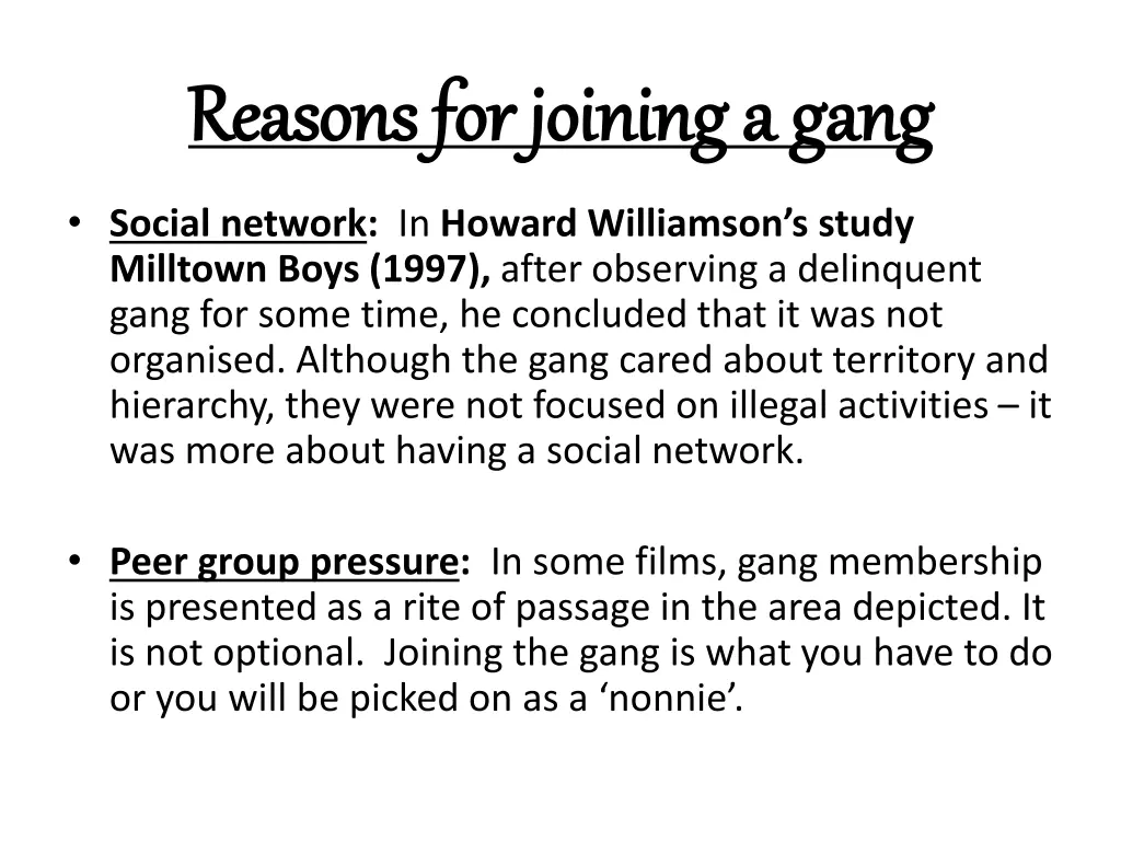 reasons for joining a gang reasons for joining 2