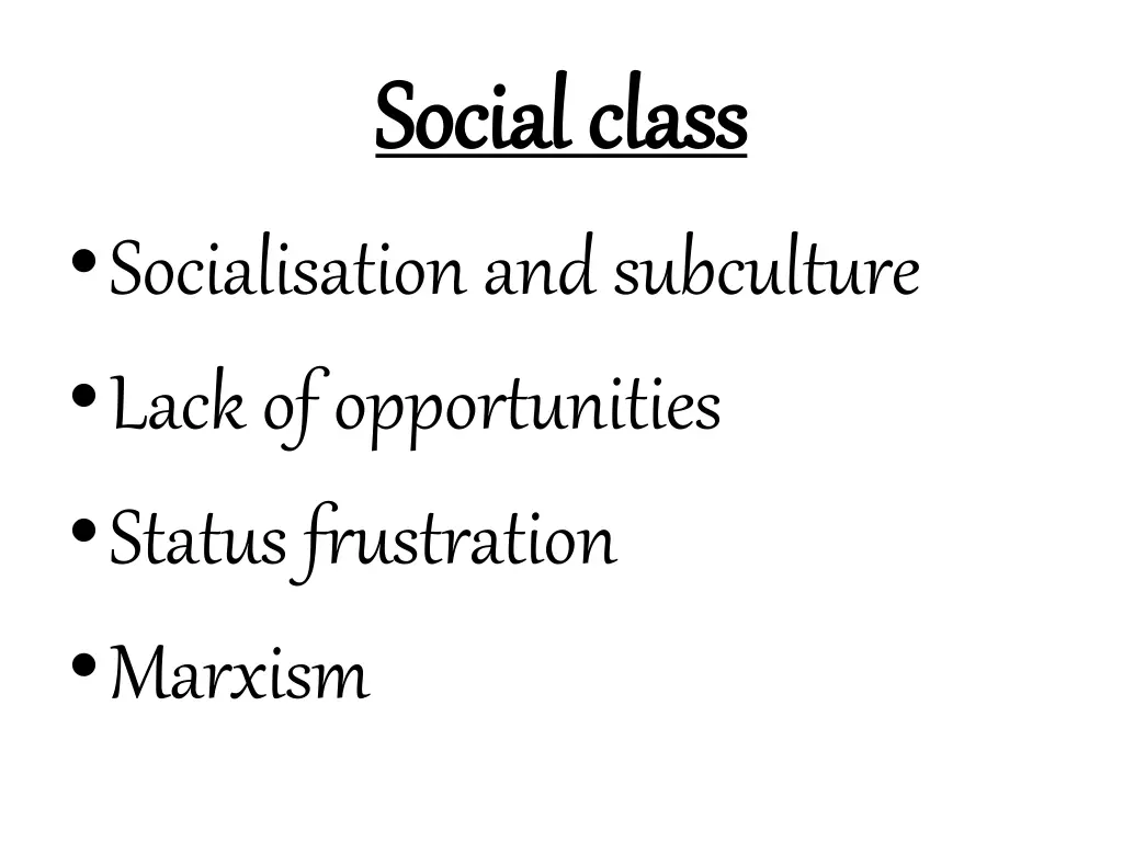 social class social class