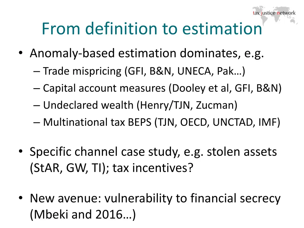 from definition to estimation anomaly based