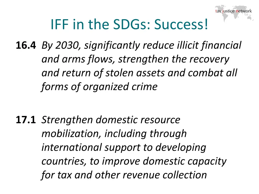 iff in the sdgs success