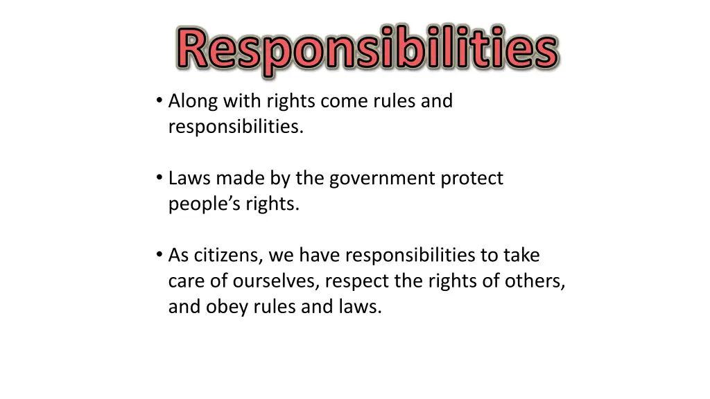 responsibilities along with rights come rules