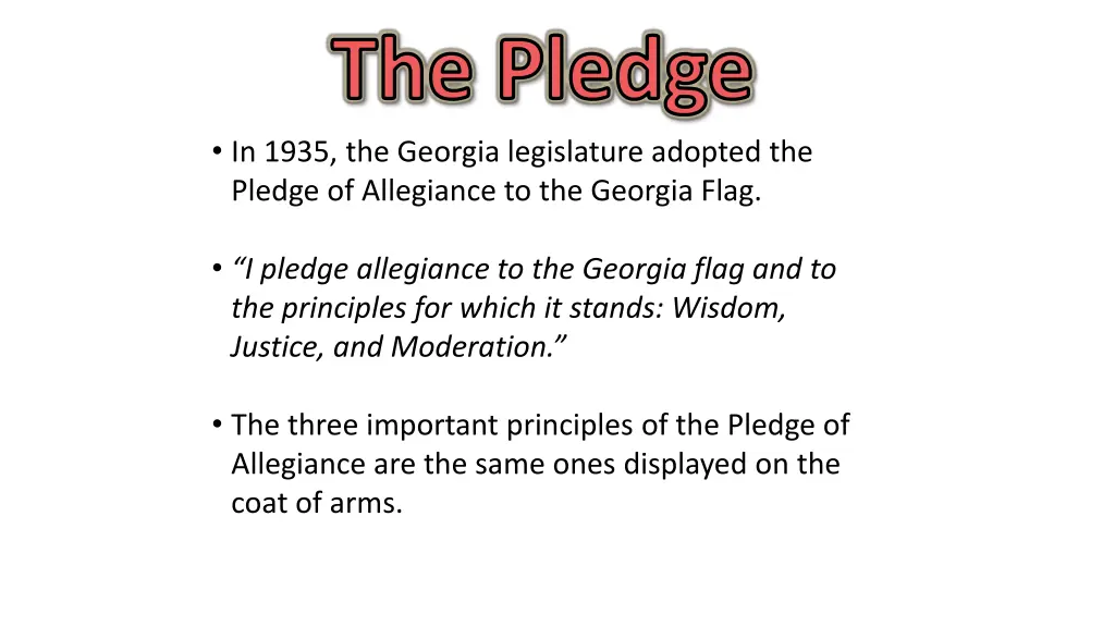 the pledge in 1935 the georgia legislature