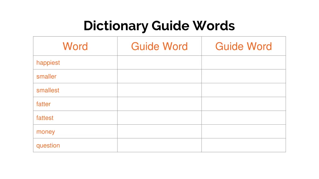 dictionary guide words 1