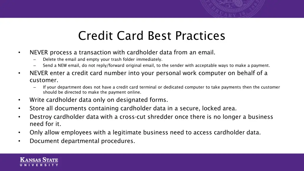 credit card best practices