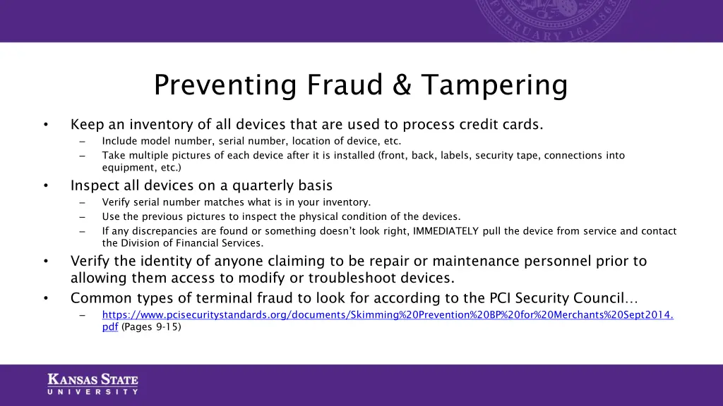 preventing fraud tampering