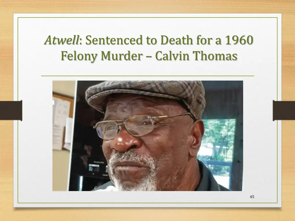 atwell sentenced to death for a 1960 felony