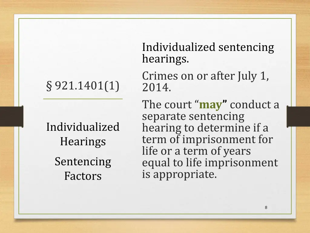 individualized sentencing hearings crimes