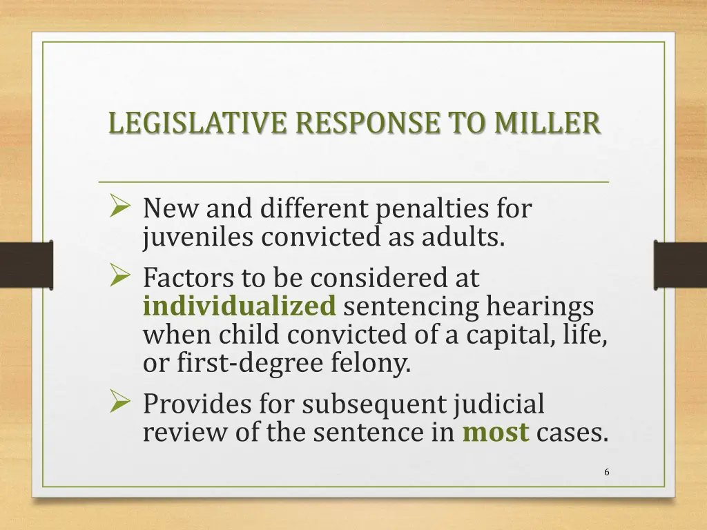 legislative response to miller 1