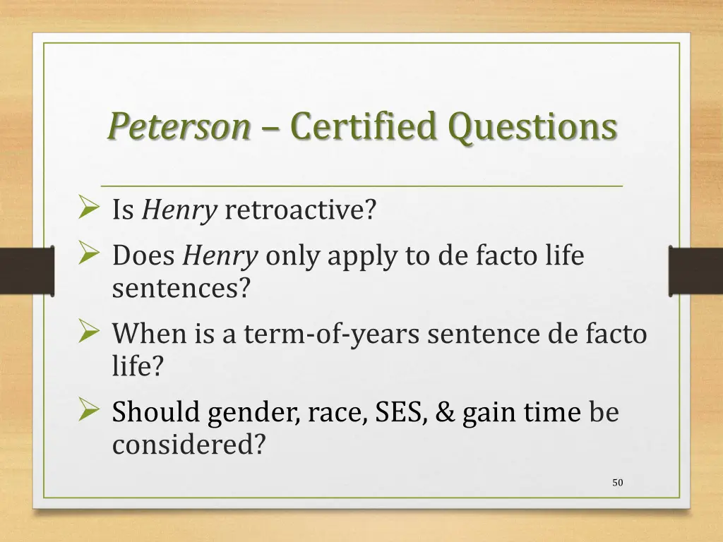 peterson certified questions