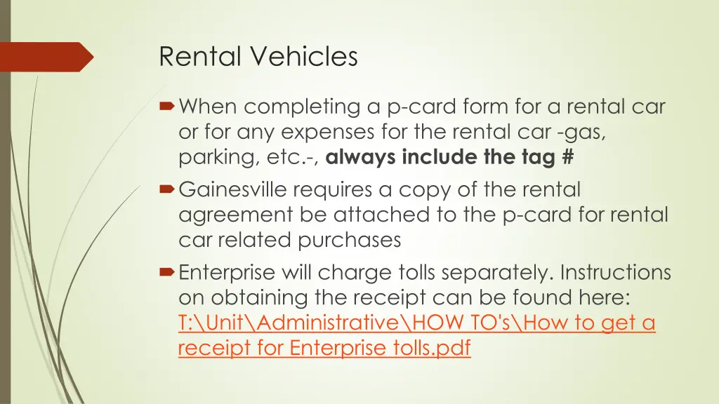 rental vehicles