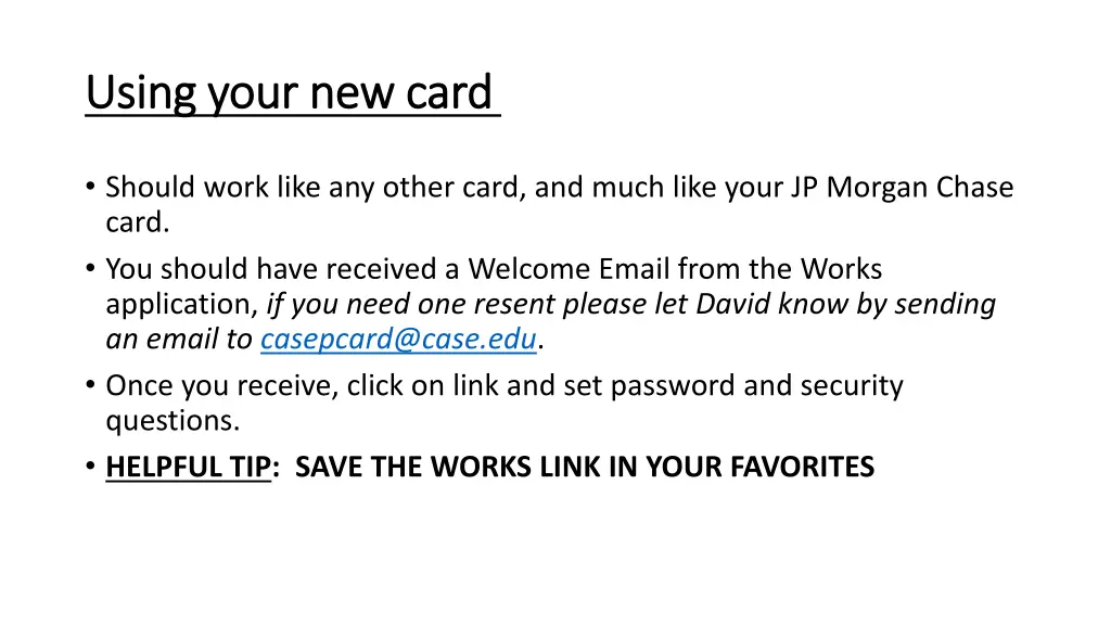 using your new card using your new card