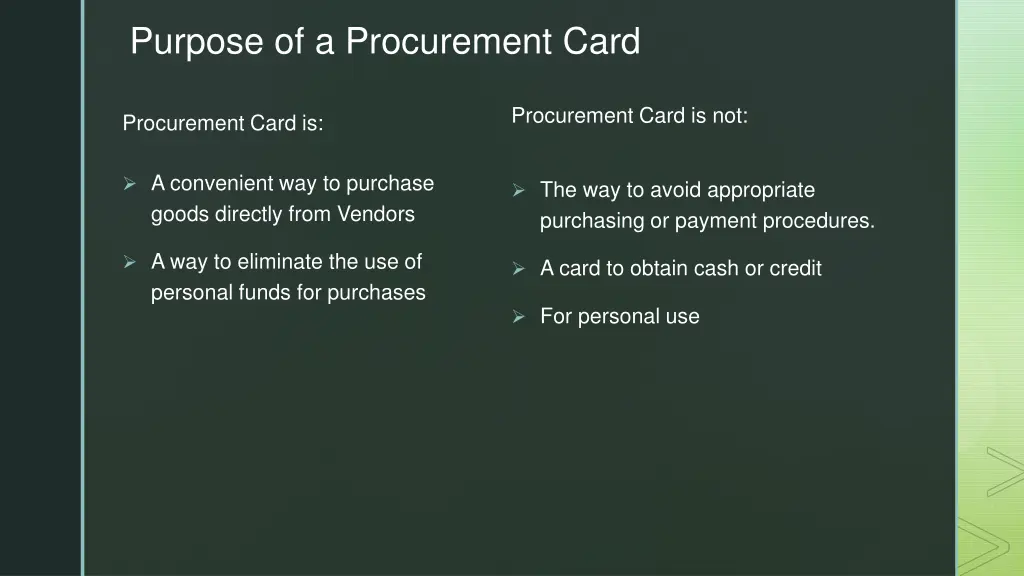 purpose of a procurement card