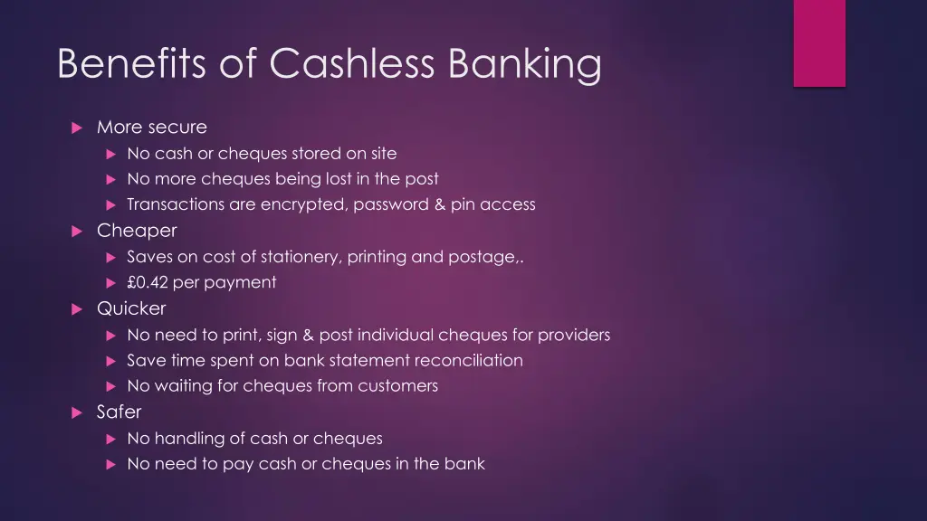 benefits of cashless banking