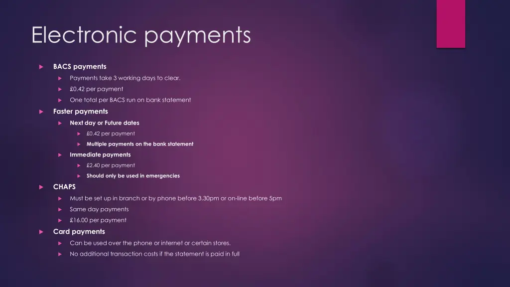 electronic payments