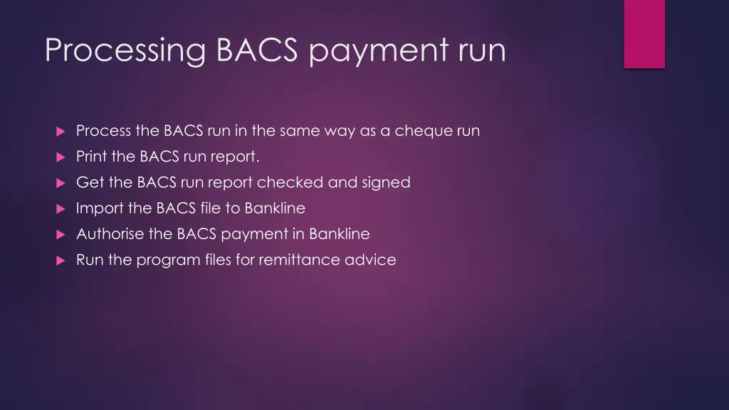 processing bacs payment run