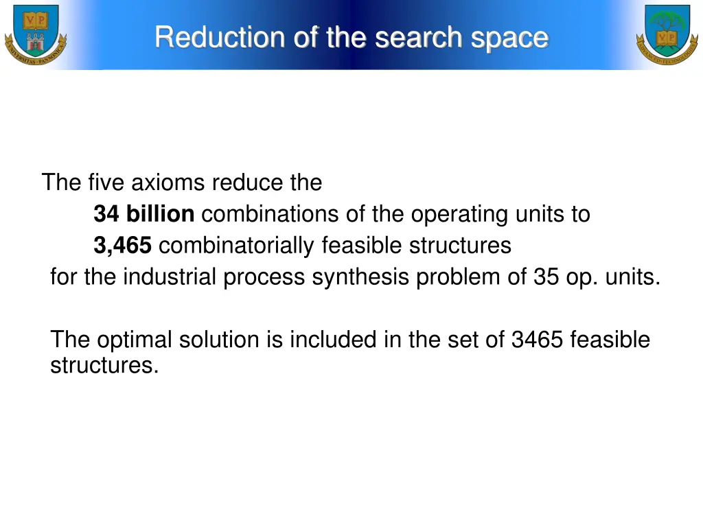 reduction of the search space