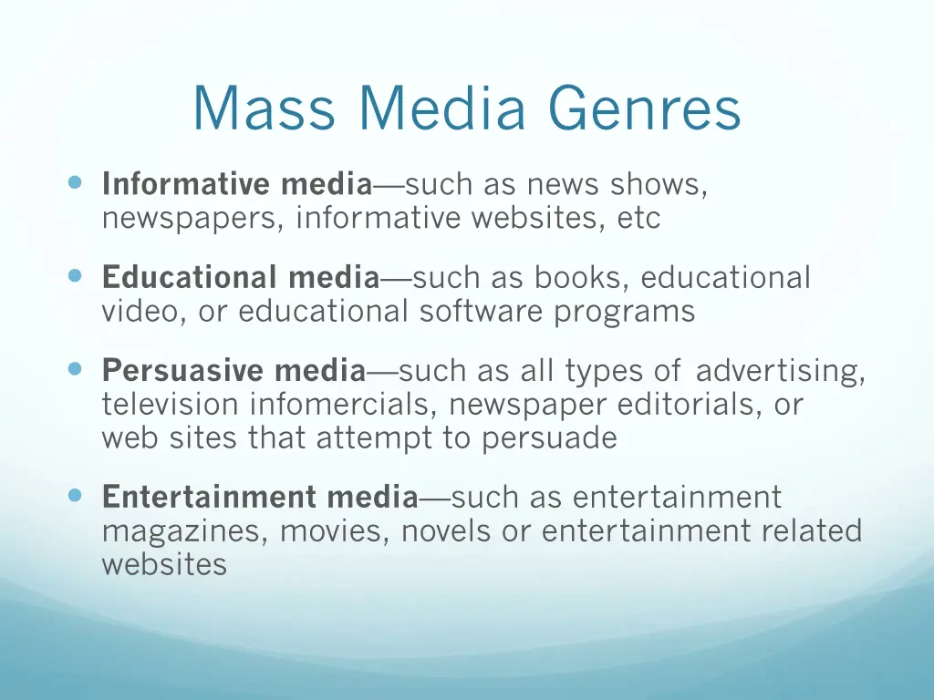 mass media genres