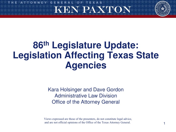 86 th legislature update legislation affecting