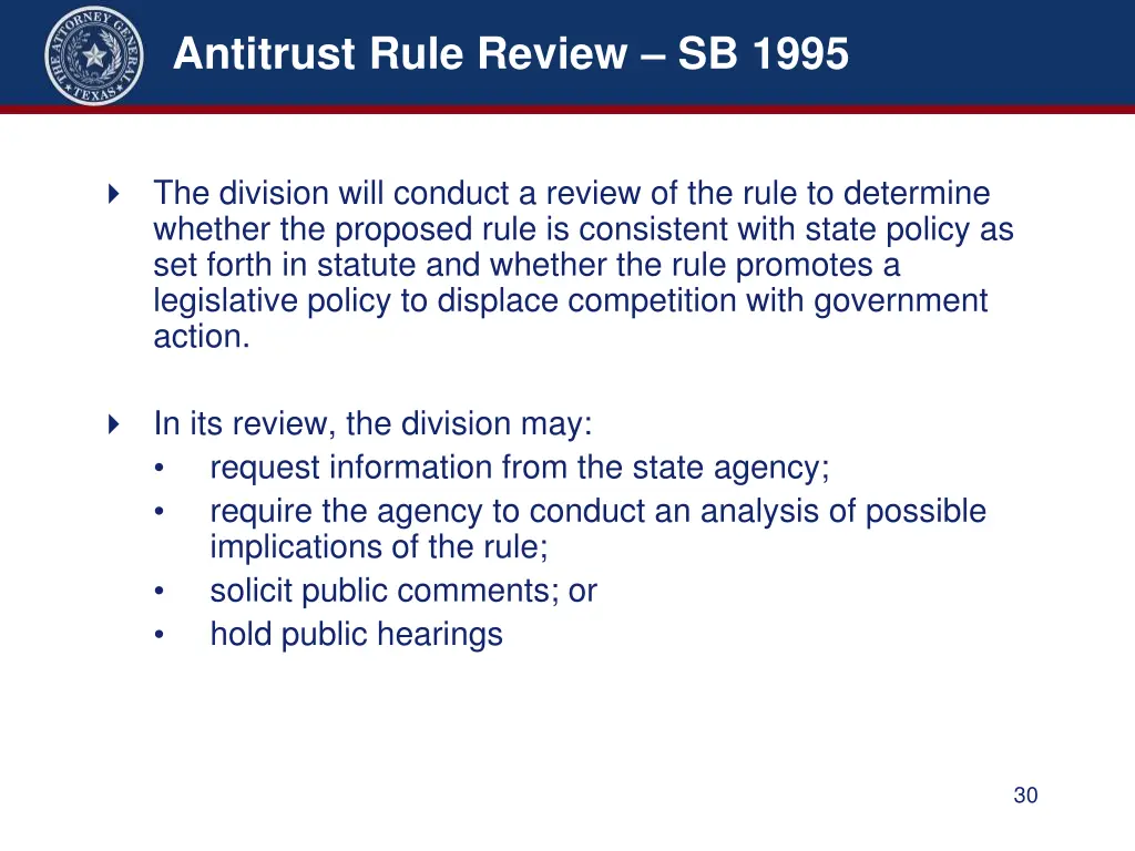 antitrust rule review sb 1995 2