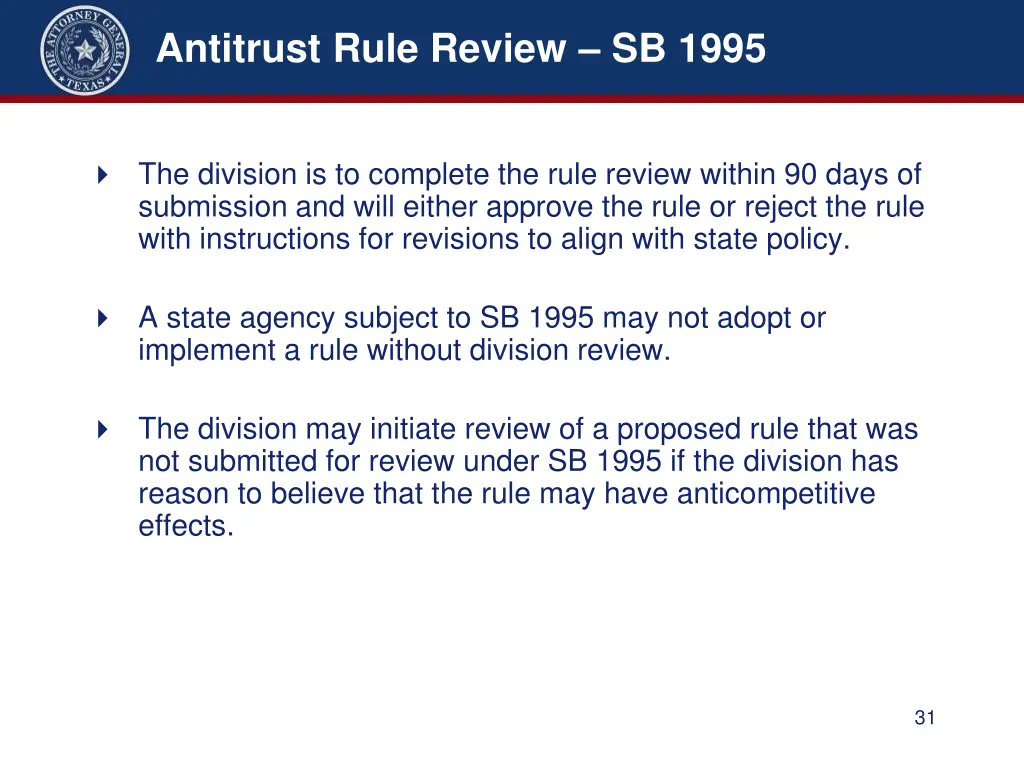 antitrust rule review sb 1995 3