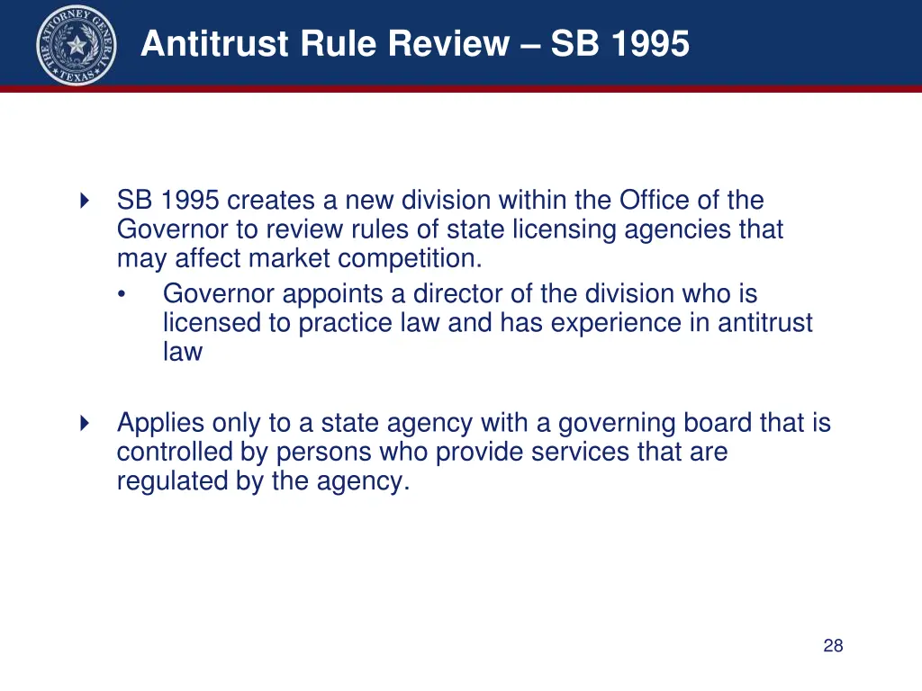 antitrust rule review sb 1995