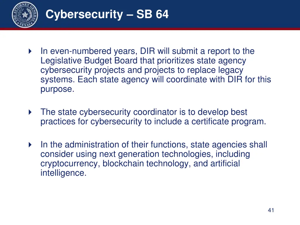 cybersecurity sb 64