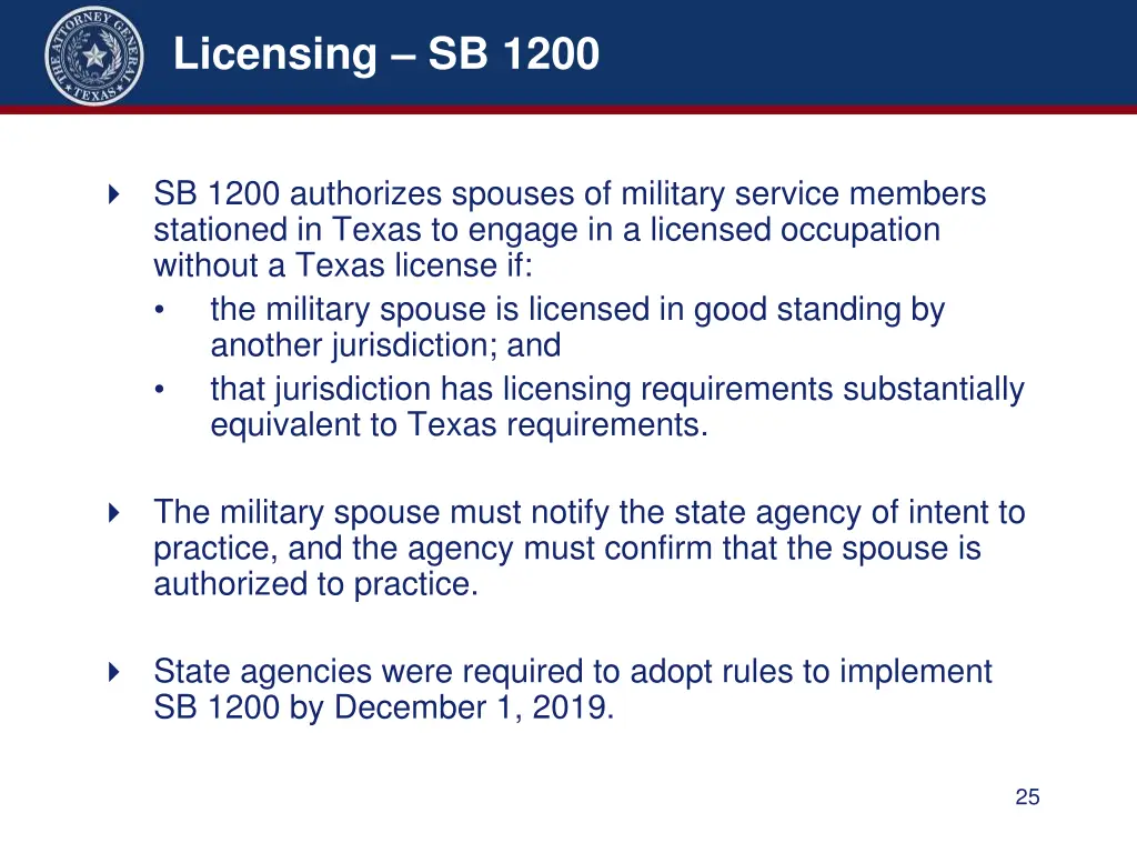 licensing sb 1200