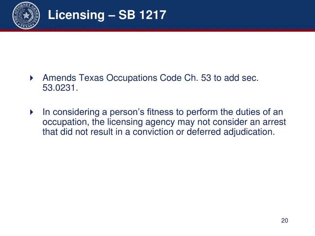 licensing sb 1217