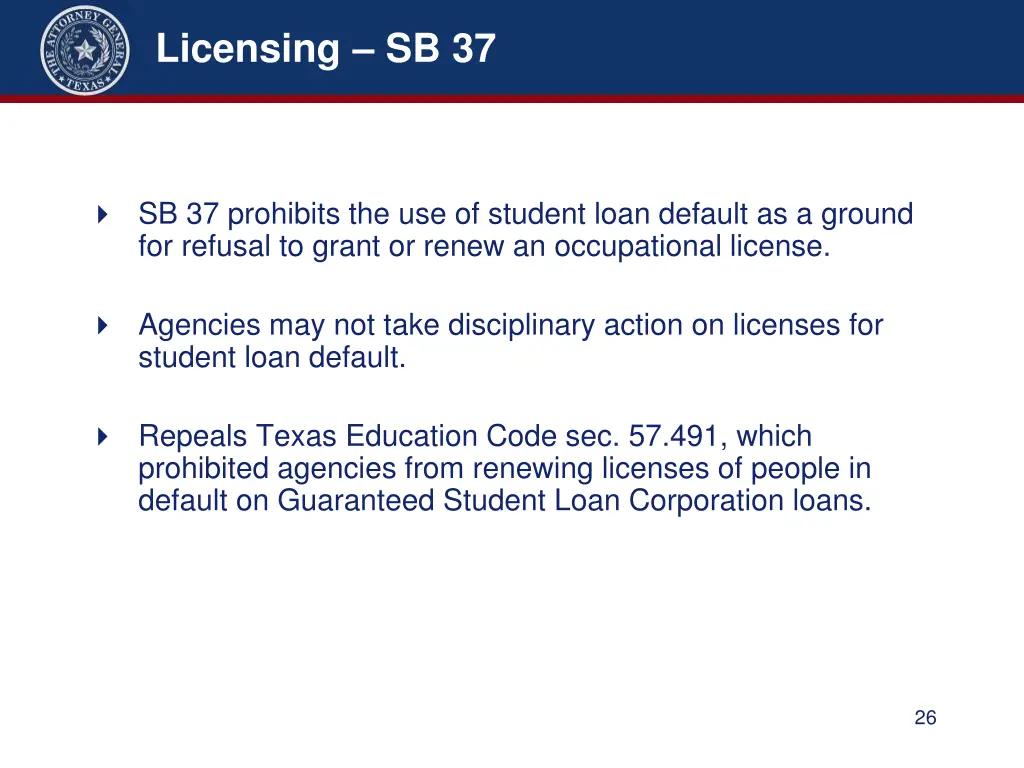 licensing sb 37