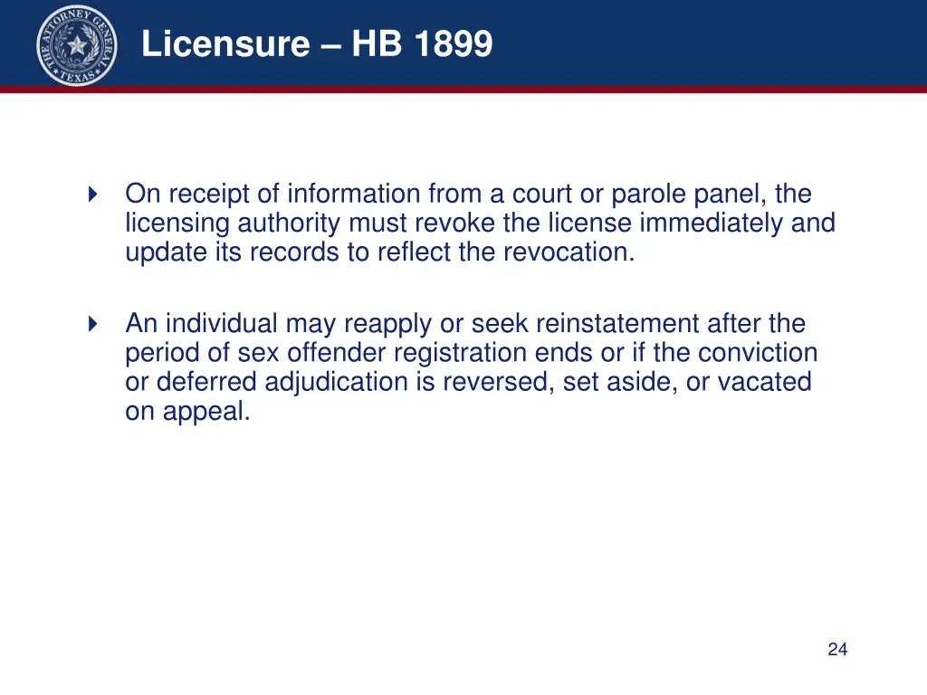 licensure hb 1899