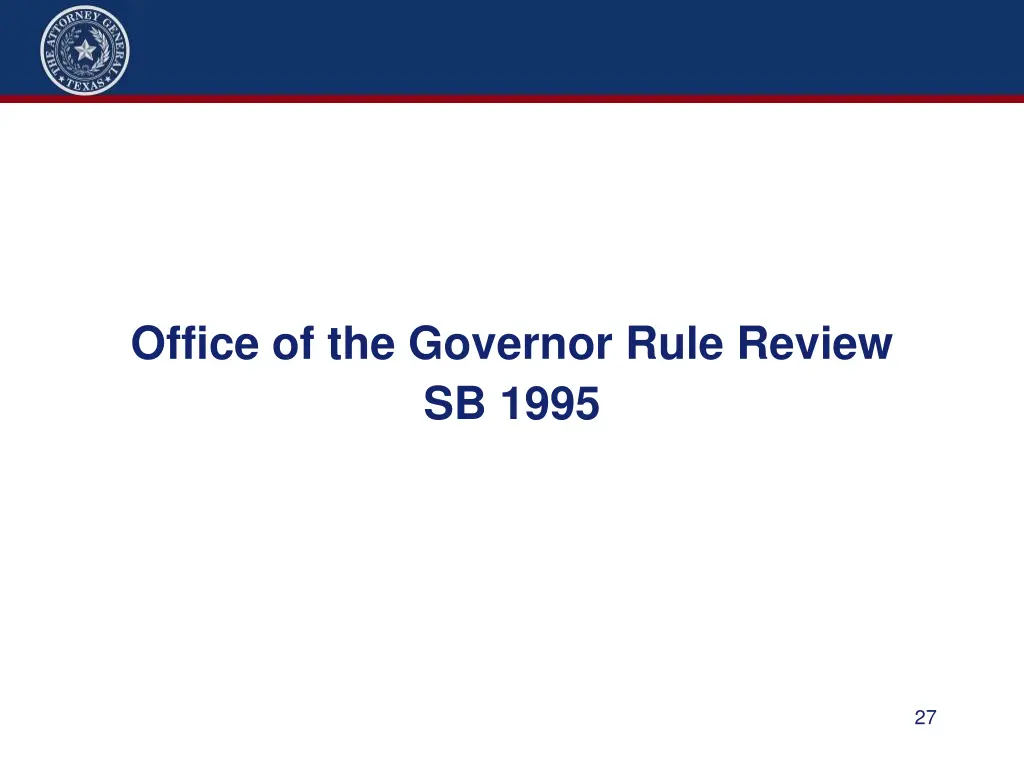 office of the governor rule review sb 1995