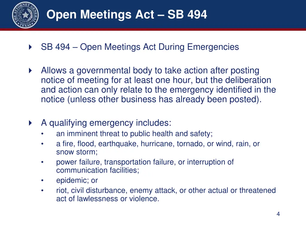 open meetings act sb 494