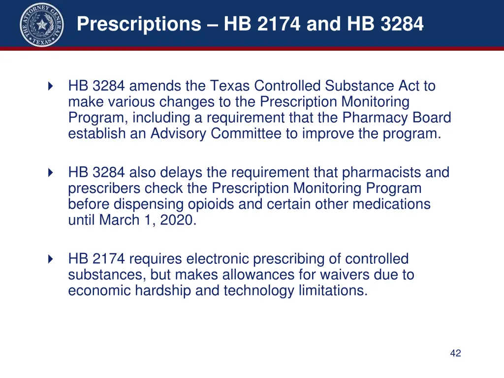 prescriptions hb 2174 and hb 3284