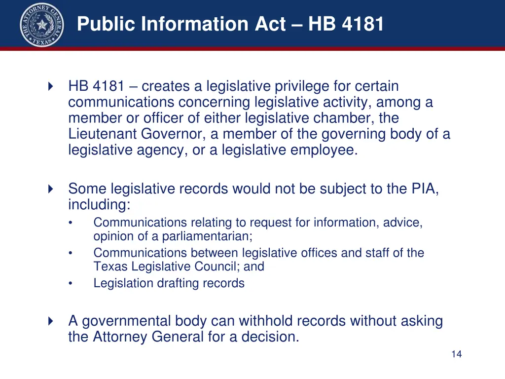 public information act hb 4181