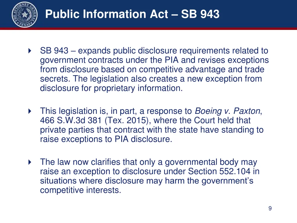 public information act sb 943