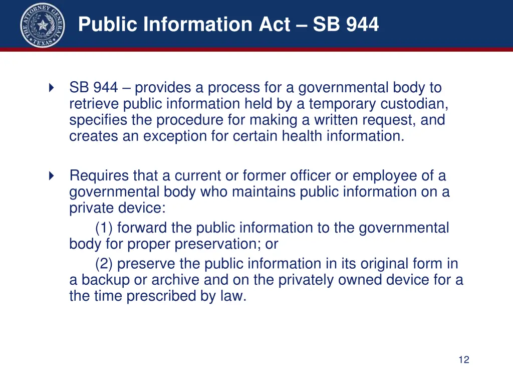 public information act sb 944