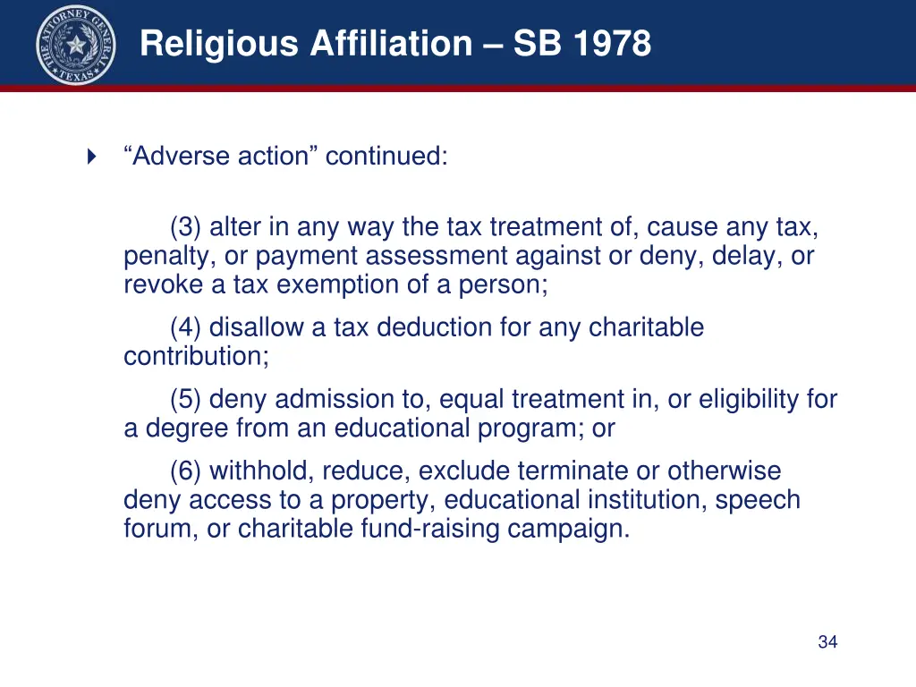 religious affiliation sb 1978 1