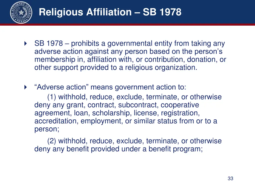 religious affiliation sb 1978