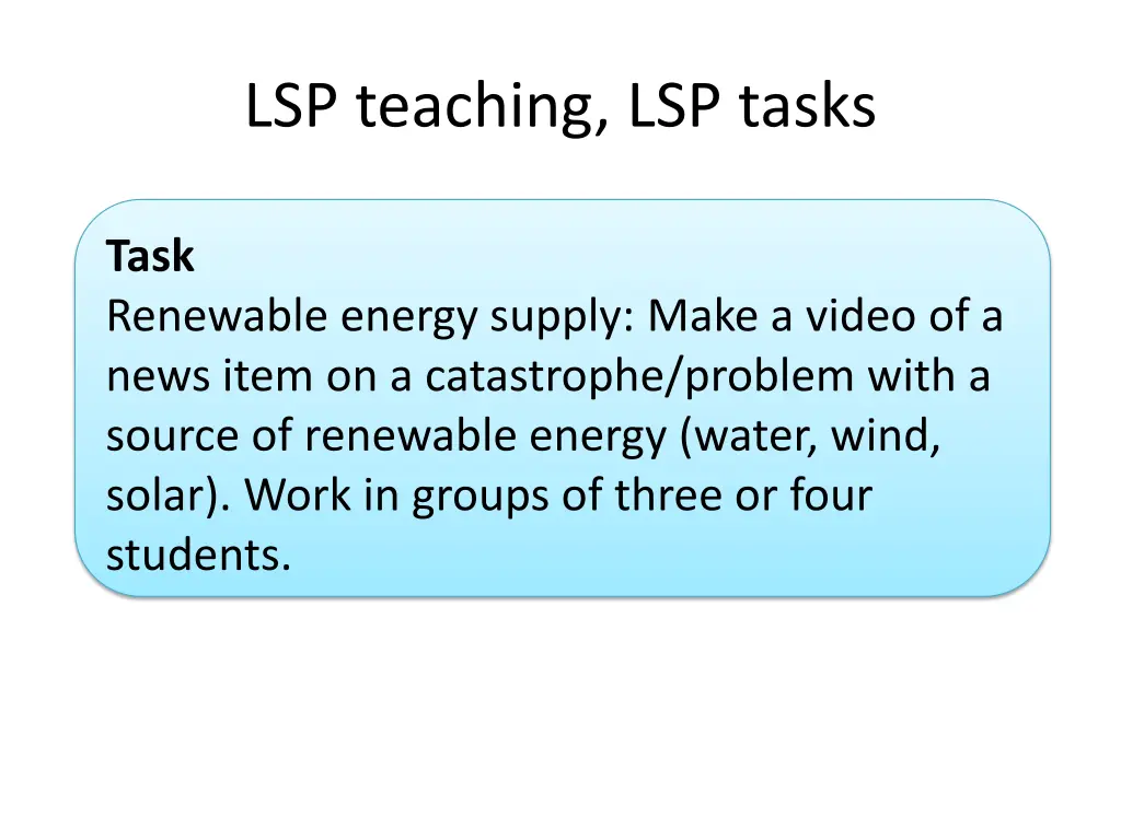 lsp teaching lsp tasks