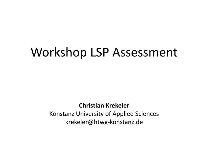 workshop lsp assessment