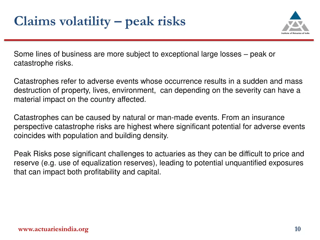 claims volatility peak risks