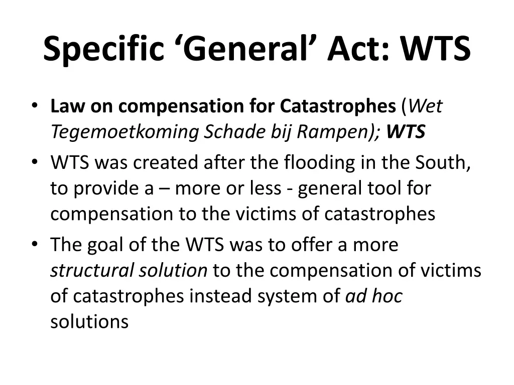 specific general act wts