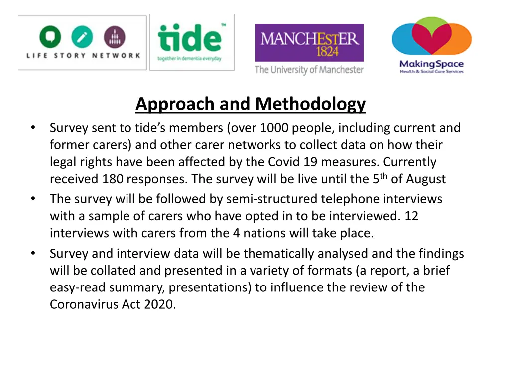 approach and methodology survey sent to tide