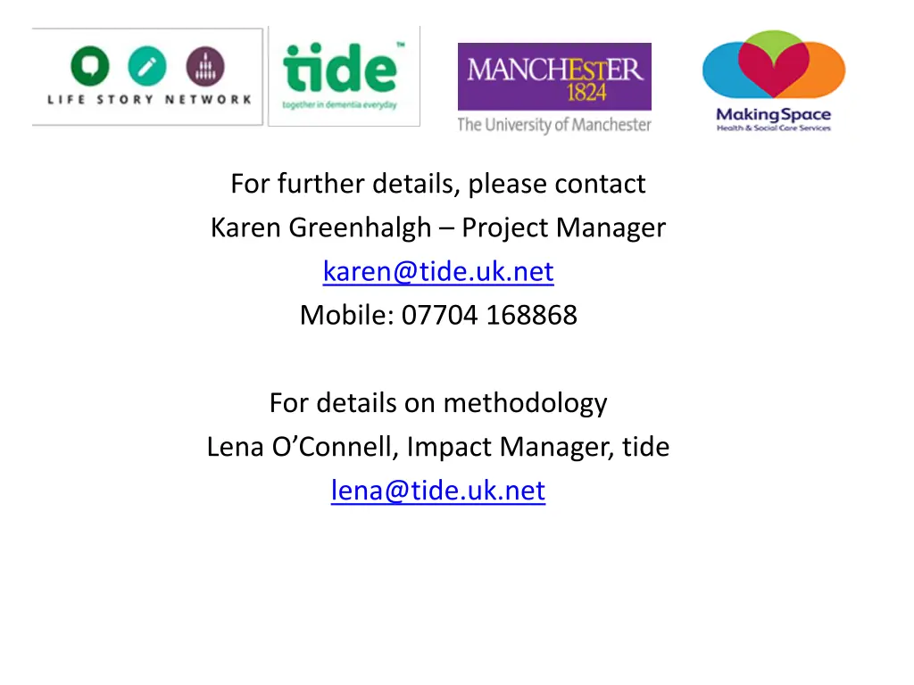 for further details please contact karen