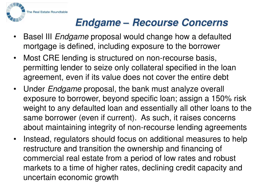 endgame recourse concerns basel iii endgame