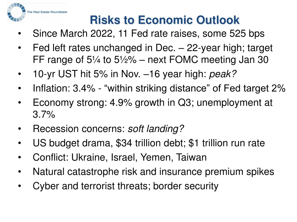 risks to economic outlook since march 2022