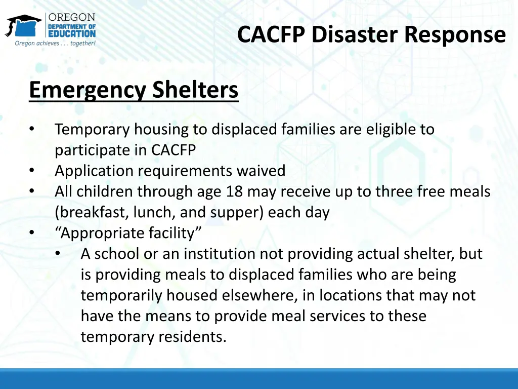 cacfp disaster response