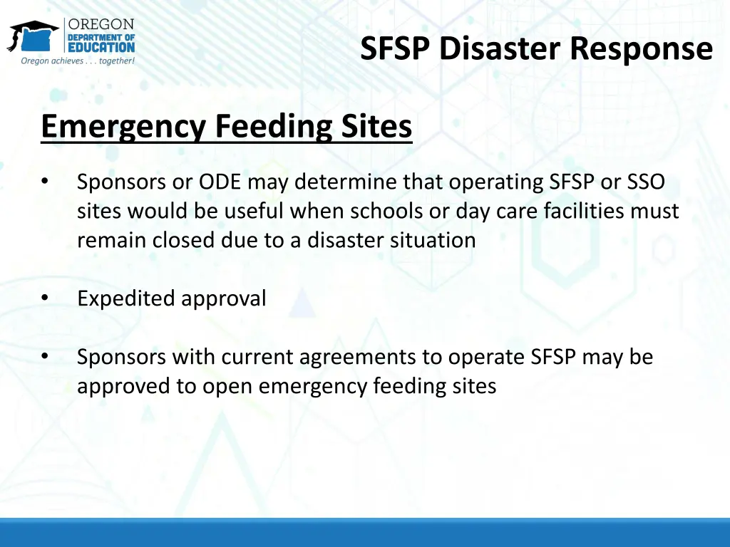 sfsp disaster response