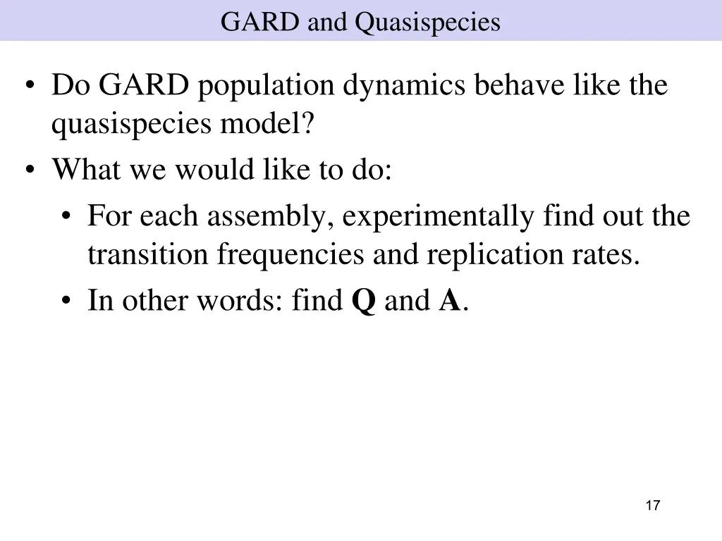 gard and quasispecies